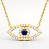 Eye Shape Necklace in Gold with Diamonds