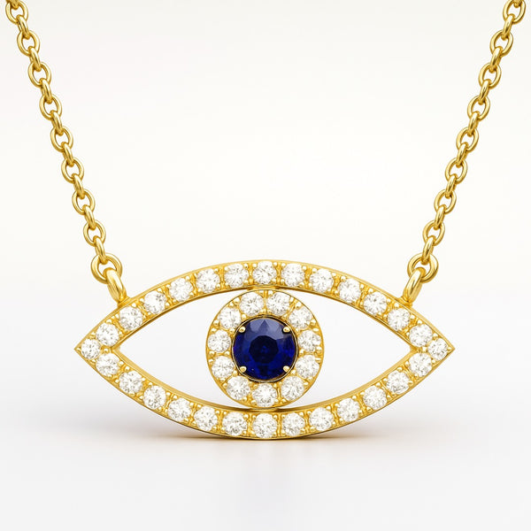 Eye Shape Necklace in Gold with Diamonds