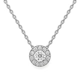 Round Halo Style Necklace in Gold with Diamonds
