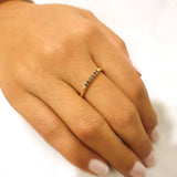 6 Black Diamonds Ring 1.9mm 14K Solid Gold