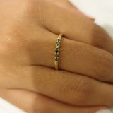 6 Black Diamonds Ring 1.9mm 14K Solid Gold