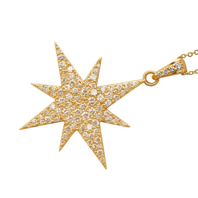 Star Necklace in Gold with Diamonds