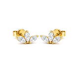 Crown Dainty Stud Earrings in Solid 14K Gold with Diamonds