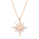 Star Charm Necklace in 14K or 18K Solid Gold with Diamond