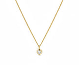 Solitaire Diamond Heart Pendant in 14K Solid Gold