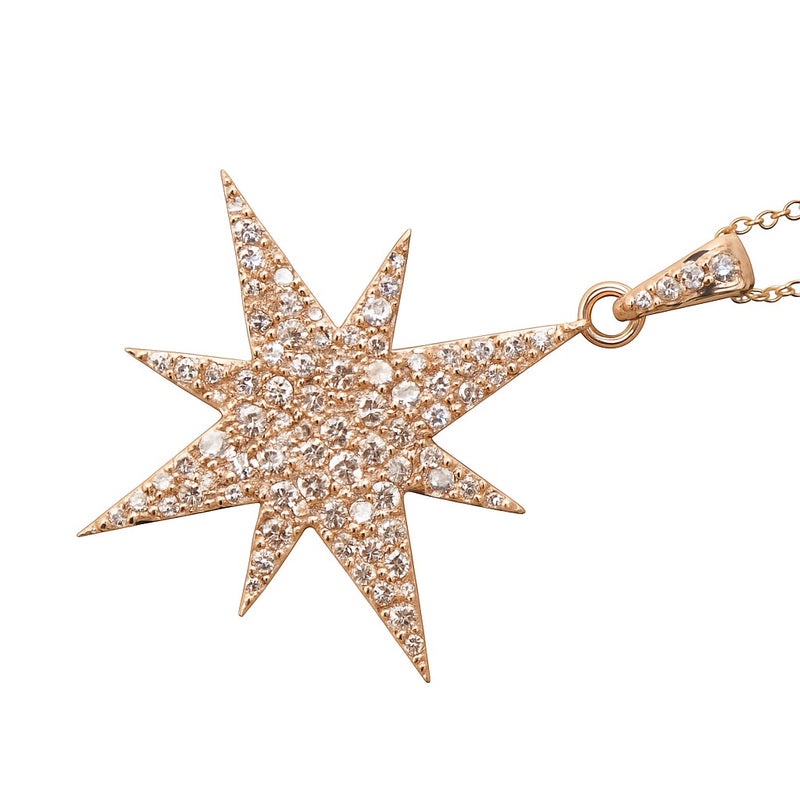Star Necklace in Gold with Diamonds