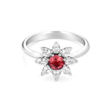 Ruby Engagement Ring in Gold with Diamond