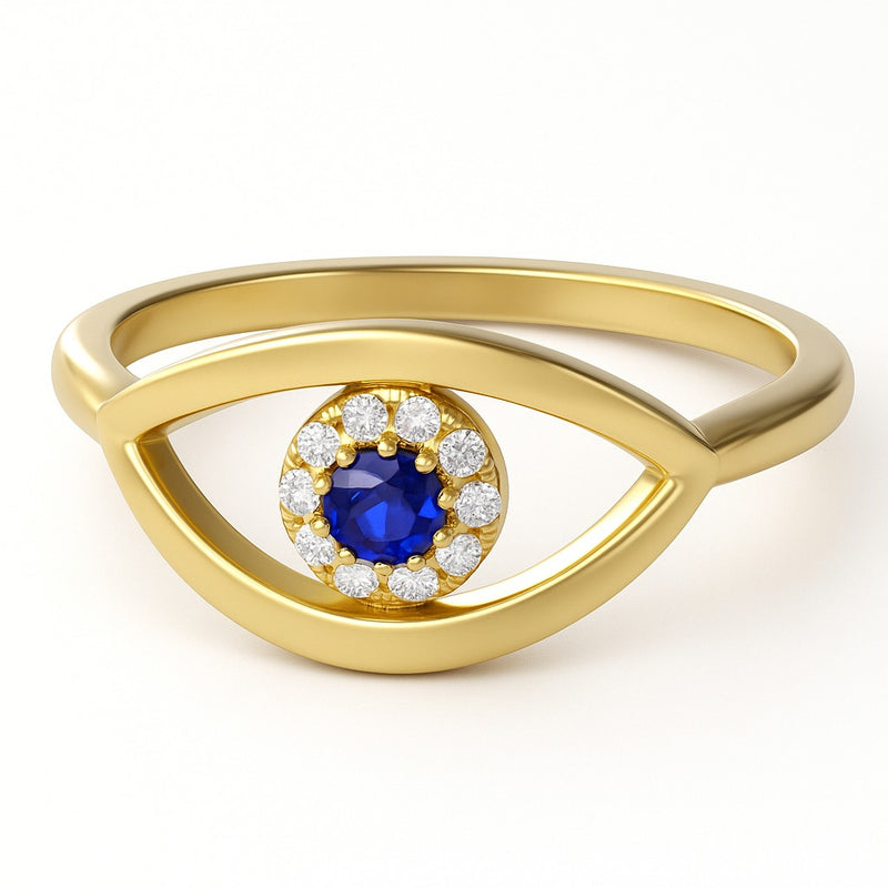Evil Eye Shape  Ring in Gold with Diamonds