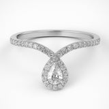 טבעת V משובצת זהב משובצת ביהלום משובצת ב-Pear &amp; Pave