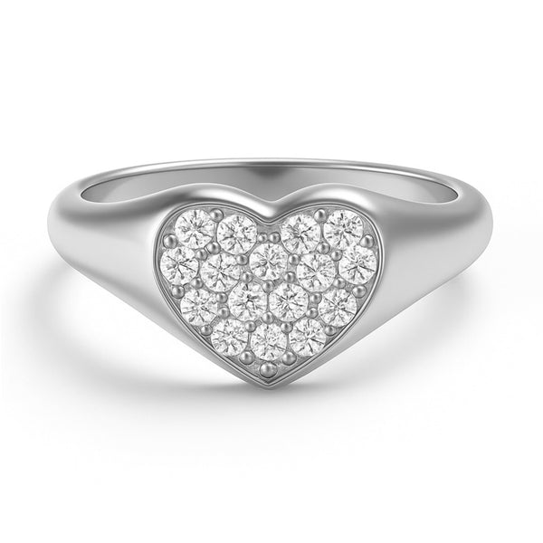 Heart Signet Ring in Gold with Diamonds