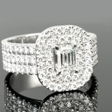 Emerald Cut Shaped Engagement Ring  in Gold with Diamonds