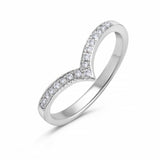 V Shape/Chevron Ring in Gold with 0.08 CT Diamonds