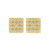 Square Shape Earrings in Gold with Diamonds