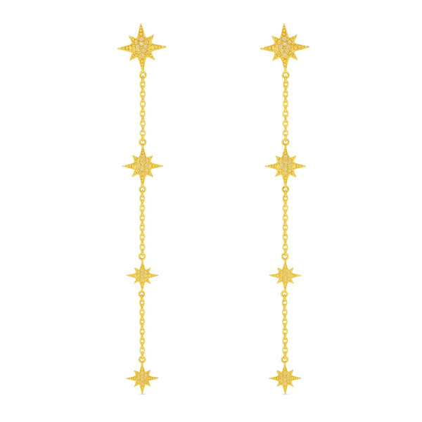 Star Shape Earrings in Gold with Diamonds