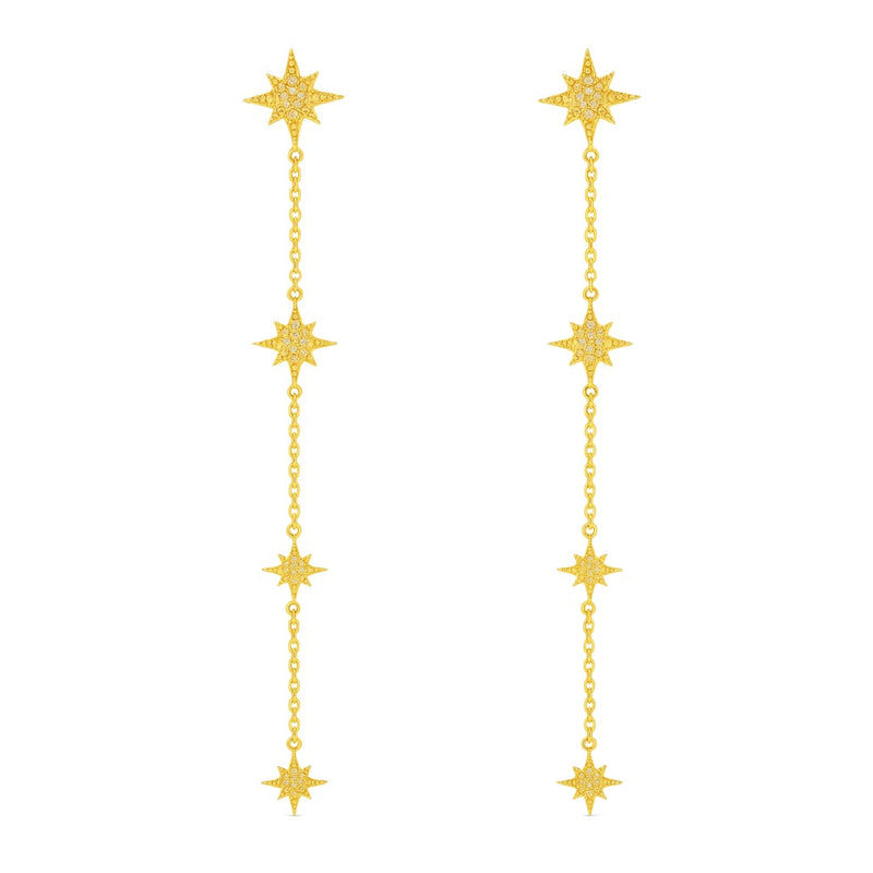 Star Shape Earrings in Gold with Diamonds