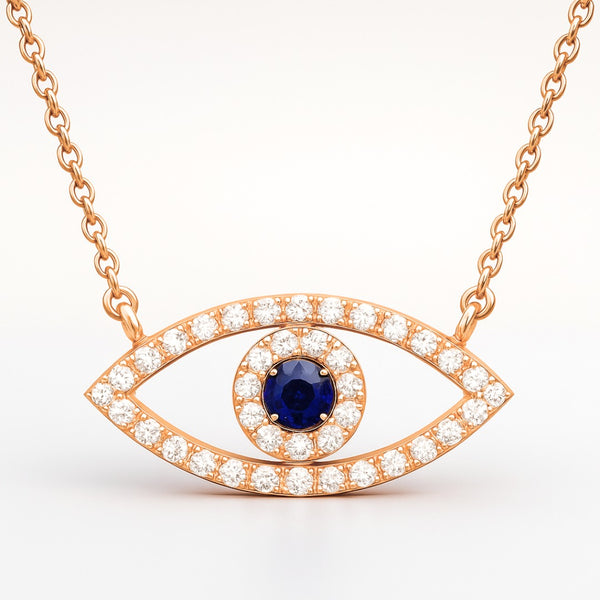 Eye Shape Necklace in Gold with Diamonds