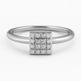 Square Shape Ring in Gold with Diamonds