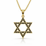 Star of David Necklace in 14K Gold – 1/4 CTW Black Diamond