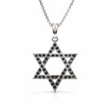 Star of David Necklace in 14K Gold – 1/4 CTW Black Diamond