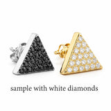 Black Natural Diamond Triangular Shape Earrings in Gold