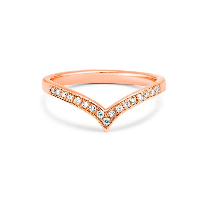V Shape/Chevron Ring in Gold with Diamonds