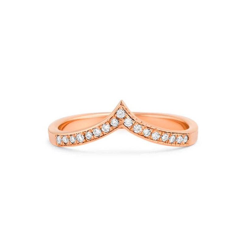 V Shape/Chevron Ring in Gold with Diamonds