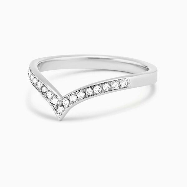V Shape/Chevron Ring in Gold with Diamonds