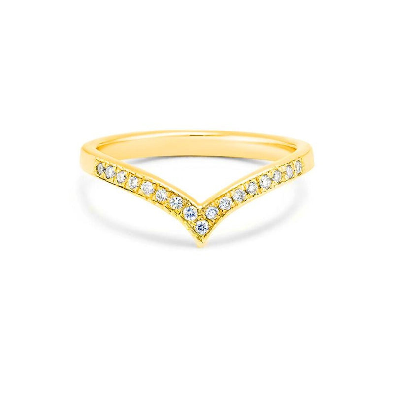 V Shape/Chevron Ring in Gold with Diamonds