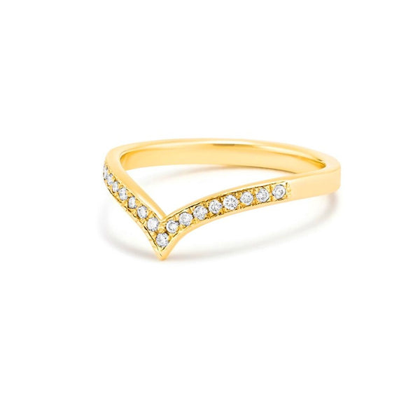 V Shape/Chevron Ring in Gold with Diamonds