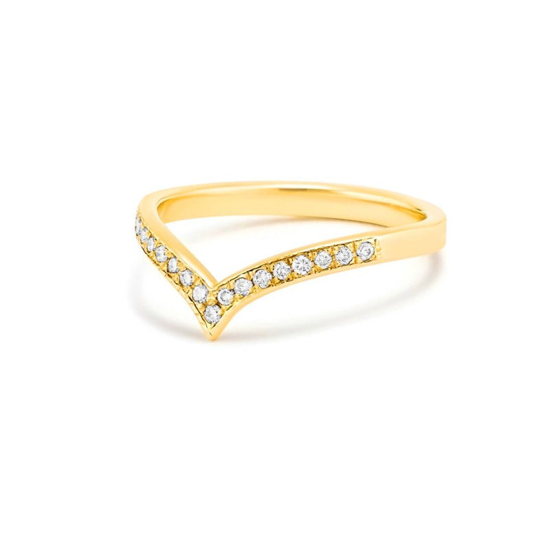 V Shape/Chevron Ring in Gold with Diamonds