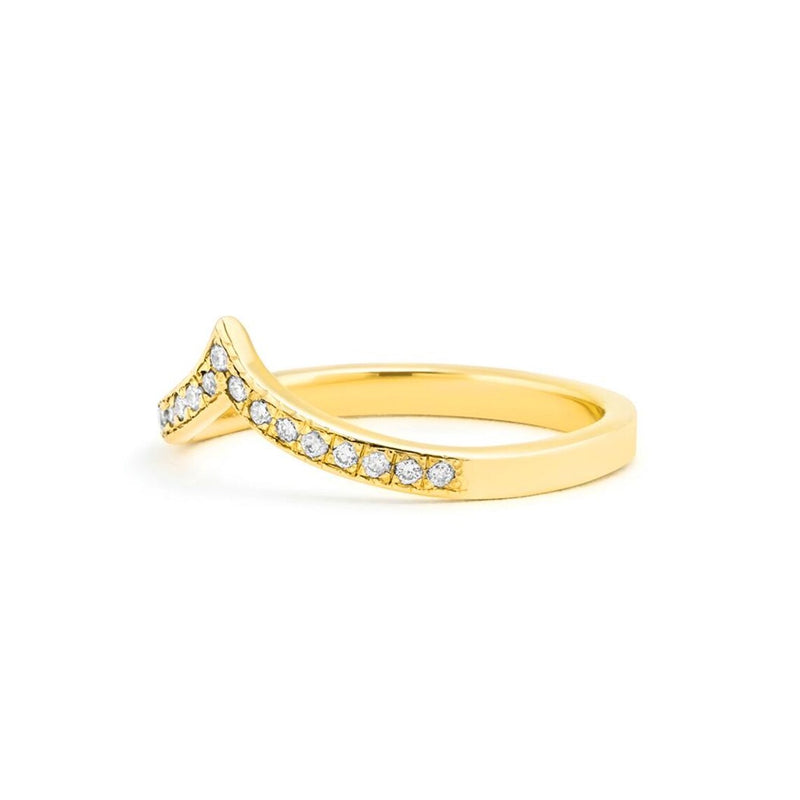 V Shape/Chevron Ring in Gold with Diamonds