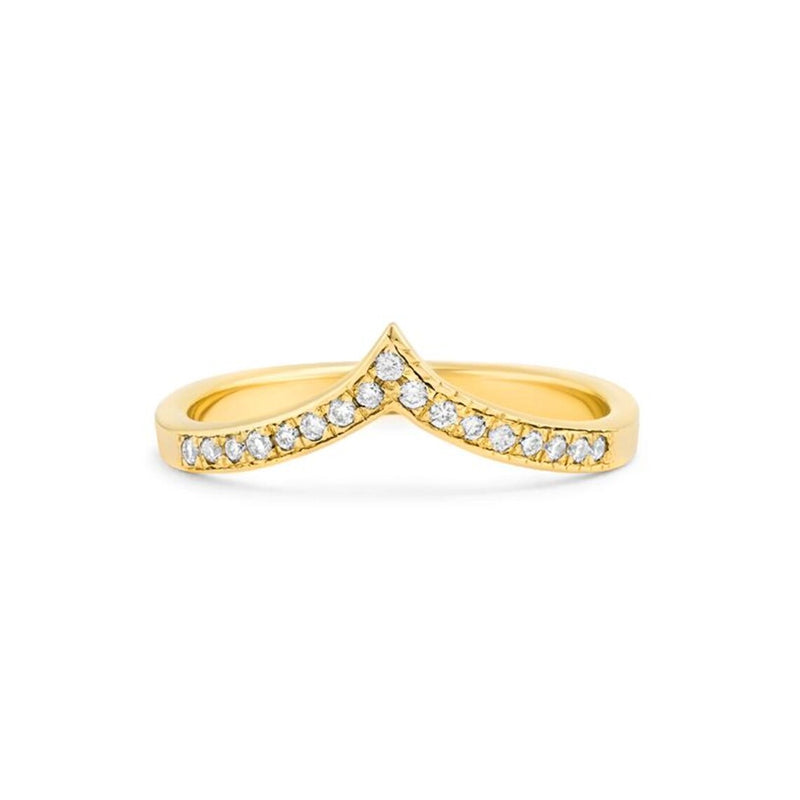 V Shape/Chevron Ring in Gold with Diamonds