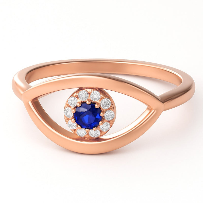 Evil Eye Shape  Ring in Gold with Diamonds