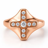 Cross Shaped Ring in Gold with Diamonds