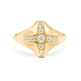 Cross Shaped Ring in Gold with Diamonds