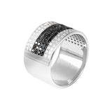 Mans Black & White Ring Diamonds ring in 14K gold 160 diamonds