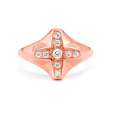 Cross Shaped Ring in Gold with Diamonds