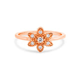 Deco Floral Ring in Gold with Diamonds