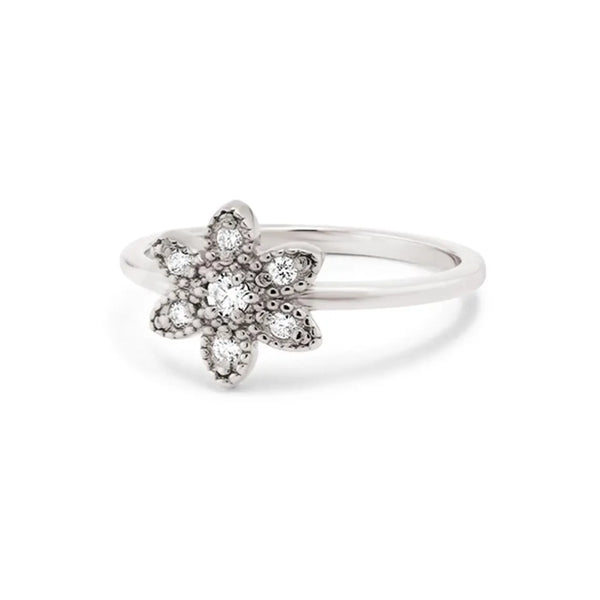 Deco Floral Ring in Gold with Diamonds