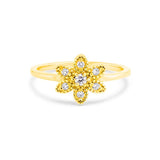 Deco Floral Ring in Gold with Diamonds