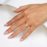 Deco Floral Ring in Gold with Diamonds