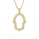 Hamsa Necklace in Gold with Diamonds