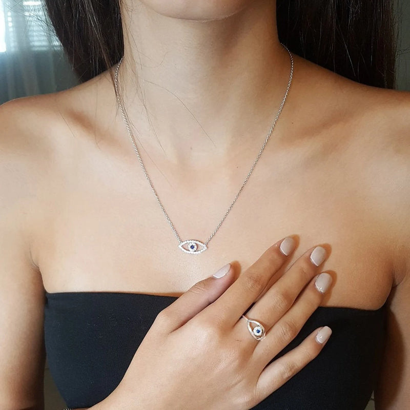 Evil Eye Shape  Ring in Gold with Diamonds