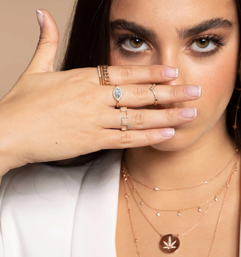 Marquise Shape Ring in Gold with Diamonds
