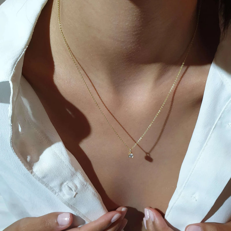 Chain Choker Necklace in Gold with Diamonds