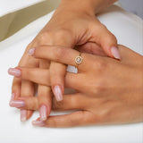 Emerald Shape Ring in Gold with Diamonds