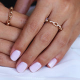 Chain Ring in Gold with Diamonds