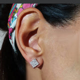 Square Shape Earrings in Gold with Diamonds
