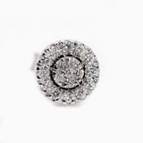 Halo Design Round Shape Earrings in Gold with Diamonds