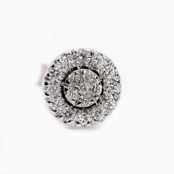 Halo Design Round Shape Earrings in Gold with Diamonds